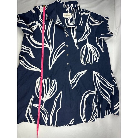 Anthropologie The Pollie Mini Dress Womens Large/P Short Sleeve Swing Tunic Flor - Picture 7 of 7